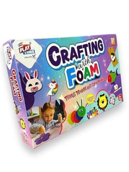 Play Time DIY Foam Crafting Kit with Colour Brush, Googly Eyes, Construction Paper, Stickers, Educational Activity Set for Creative Learning and Motor Skills Development