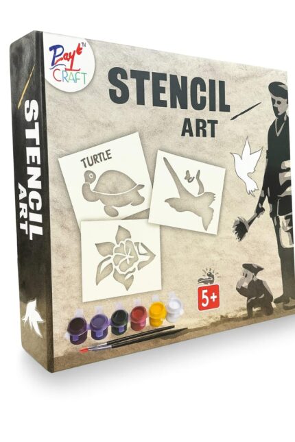 skibitoys Craft Stencil Art Kit for Kids, Creative Painting Set with Animal Templates, Paint Colors, Brushes, DIY Drawing Craft Kit, Ages 5+